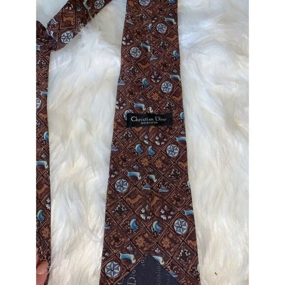 Vintage CHRISTIAN DIOR Mens Necktie TIE Monsieur SILK - Picture 2 of 7